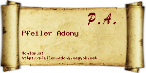 Pfeiler Adony névjegykártya